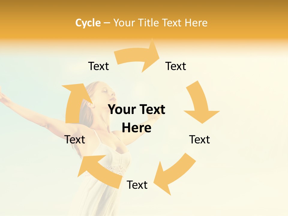 A Woman With Her Arms Outstretched In The Air PowerPoint Template