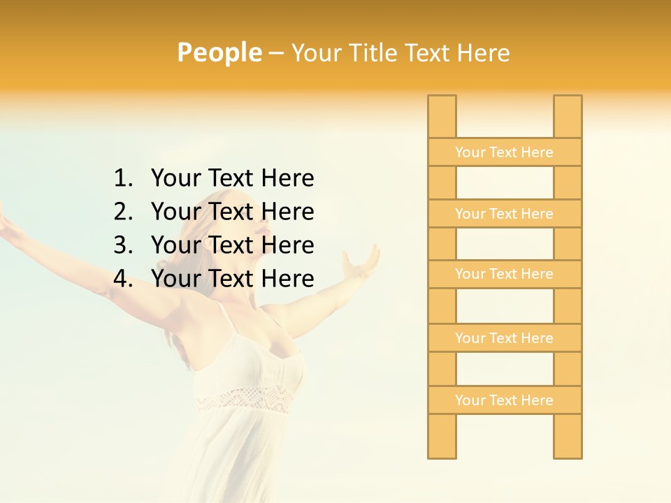 A Woman With Her Arms Outstretched In The Air PowerPoint Template