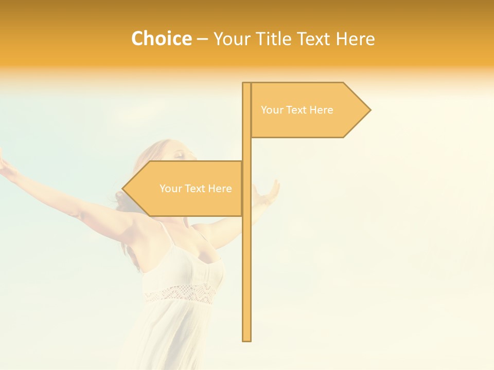 A Woman With Her Arms Outstretched In The Air PowerPoint Template