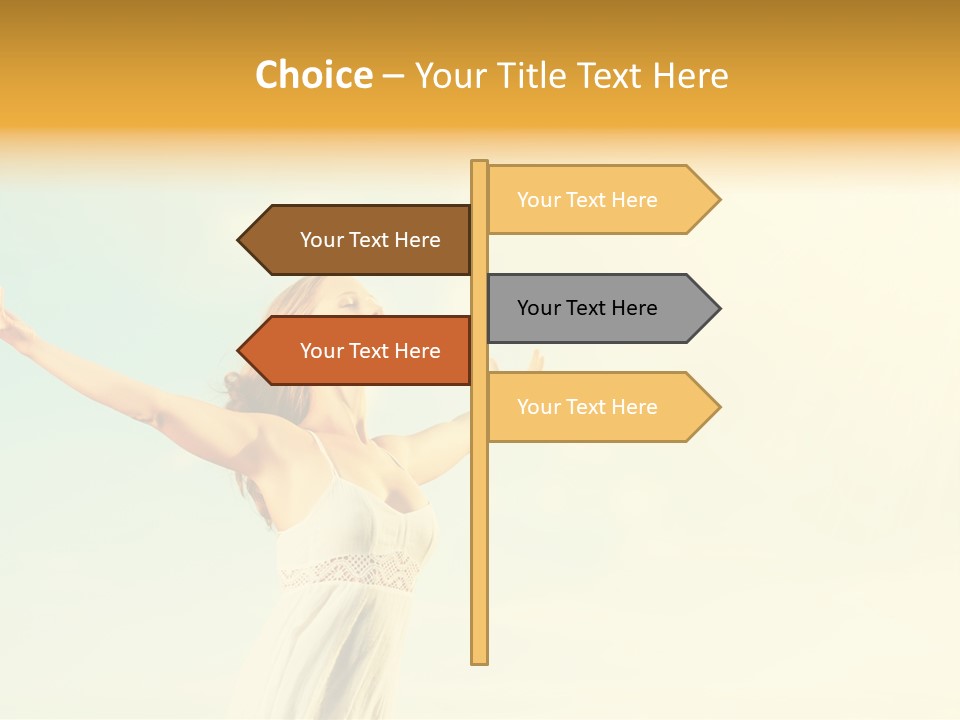 A Woman With Her Arms Outstretched In The Air PowerPoint Template
