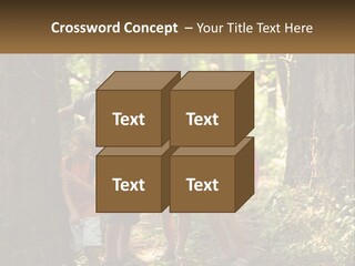 A Group Of Children Standing In The Woods PowerPoint Template