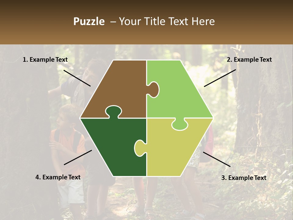 A Group Of Children Standing In The Woods PowerPoint Template