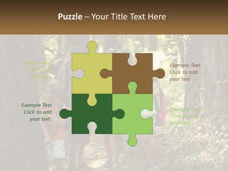 A Group Of Children Standing In The Woods PowerPoint Template