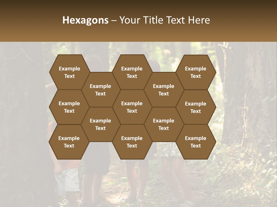 A Group Of Children Standing In The Woods PowerPoint Template