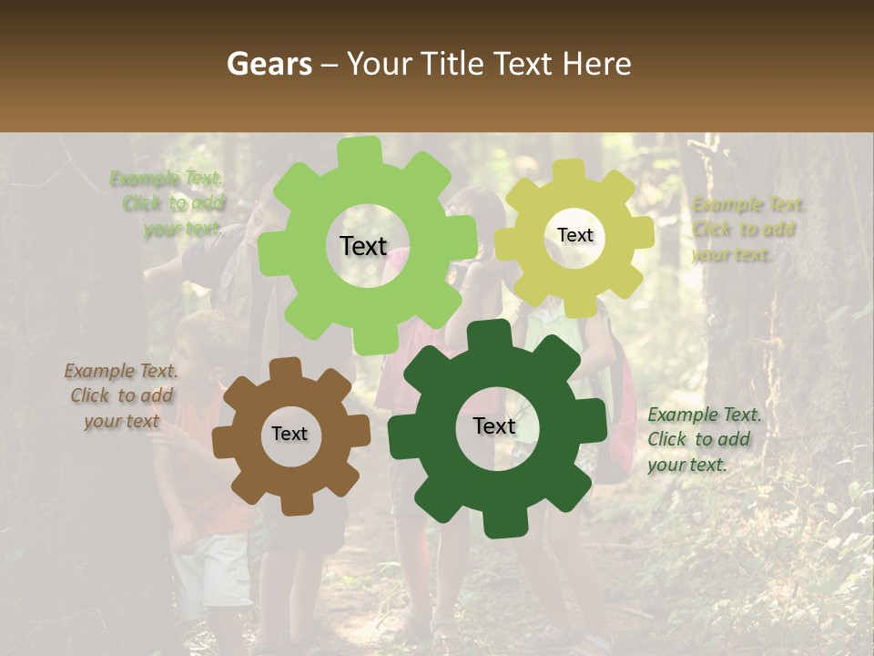 A Group Of Children Standing In The Woods PowerPoint Template