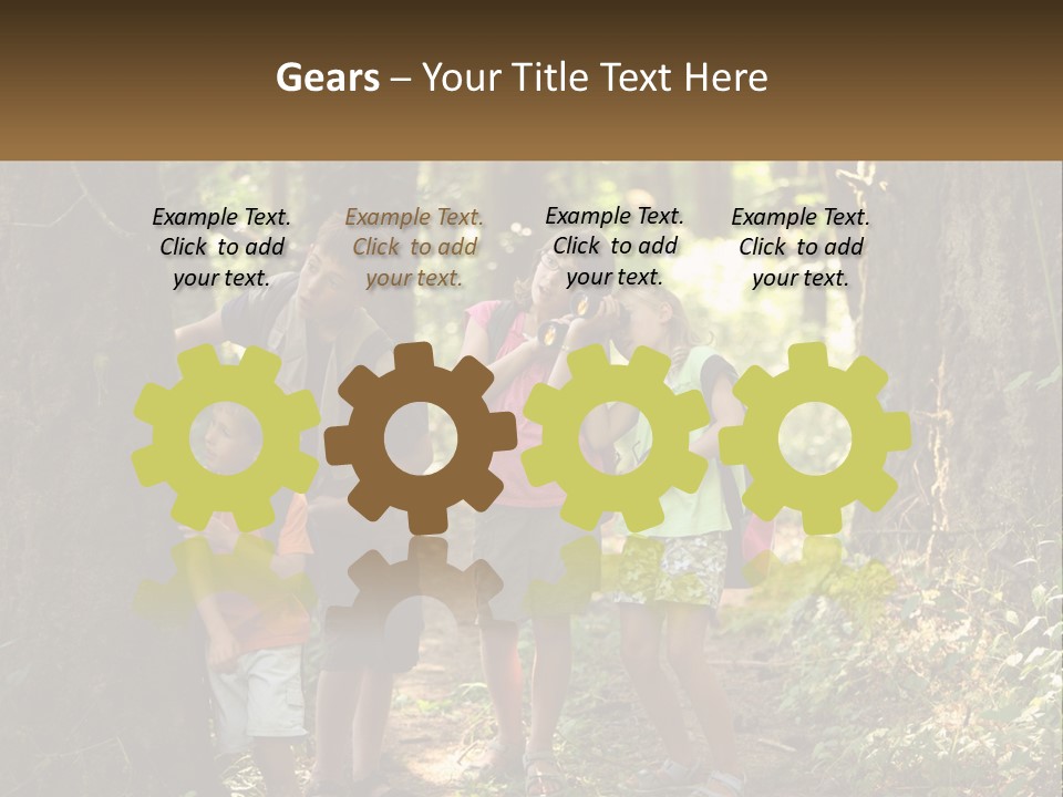 A Group Of Children Standing In The Woods PowerPoint Template