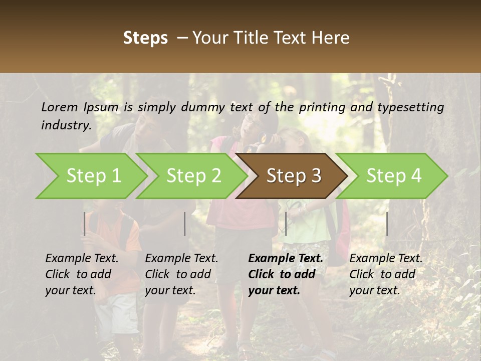 A Group Of Children Standing In The Woods PowerPoint Template
