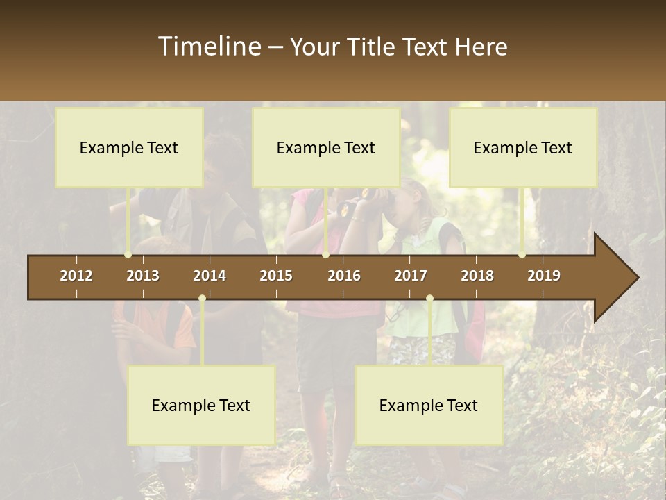 A Group Of Children Standing In The Woods PowerPoint Template
