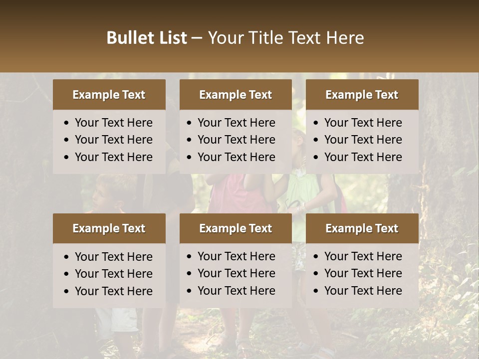 A Group Of Children Standing In The Woods PowerPoint Template