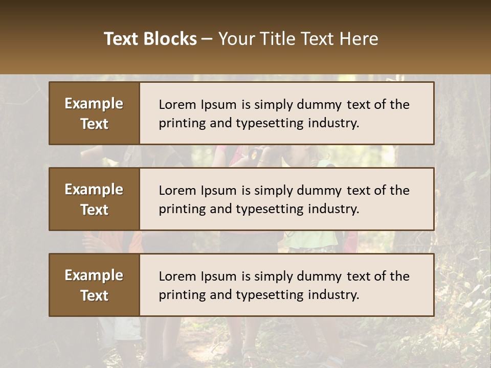 A Group Of Children Standing In The Woods PowerPoint Template