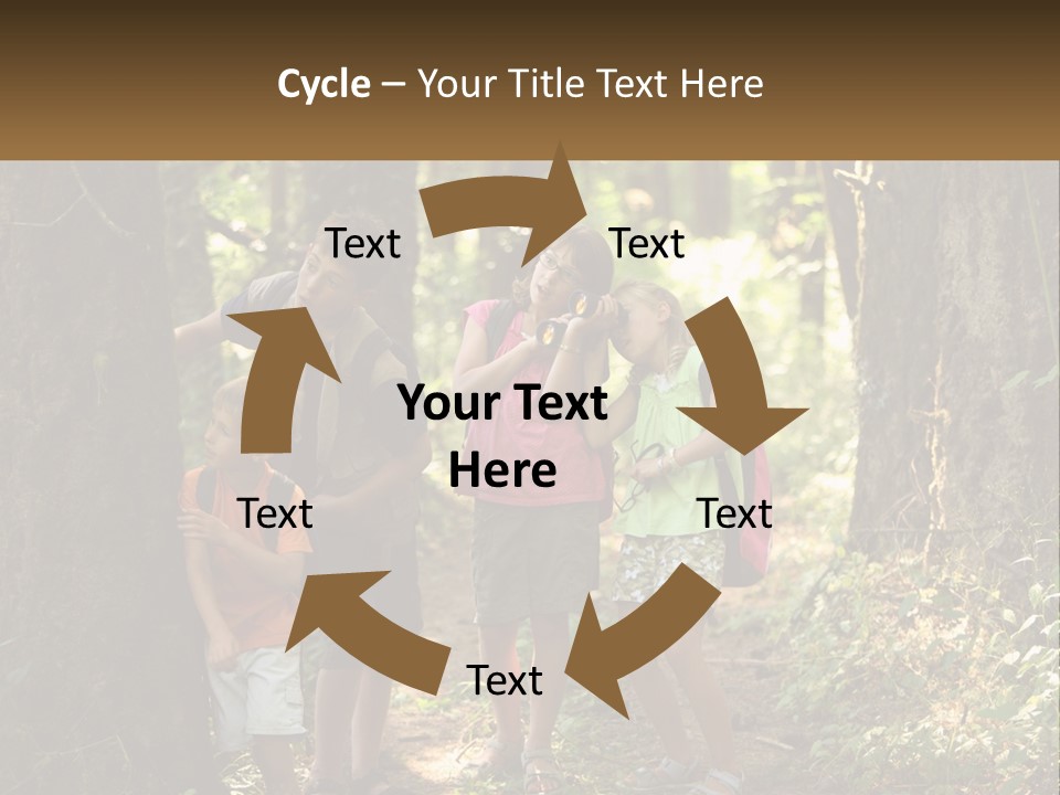 A Group Of Children Standing In The Woods PowerPoint Template