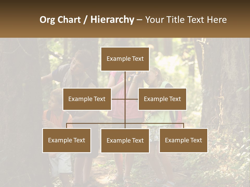 A Group Of Children Standing In The Woods PowerPoint Template