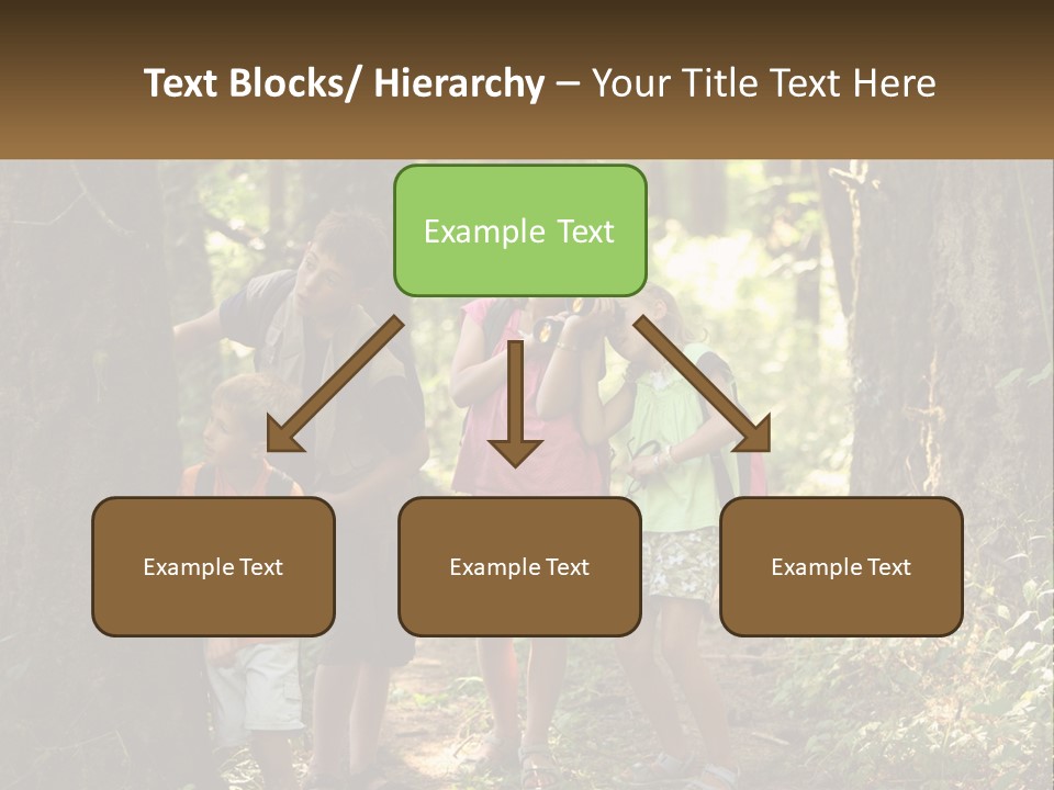 A Group Of Children Standing In The Woods PowerPoint Template