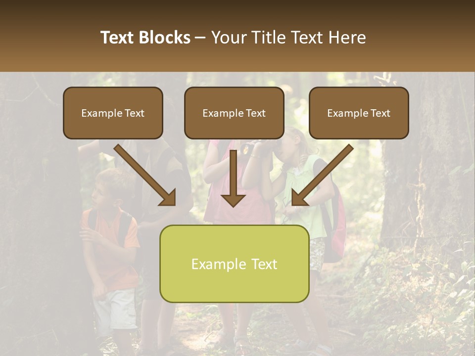 A Group Of Children Standing In The Woods PowerPoint Template