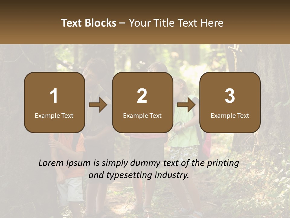 A Group Of Children Standing In The Woods PowerPoint Template