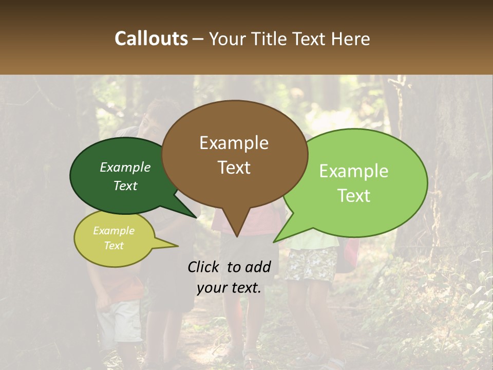 A Group Of Children Standing In The Woods PowerPoint Template