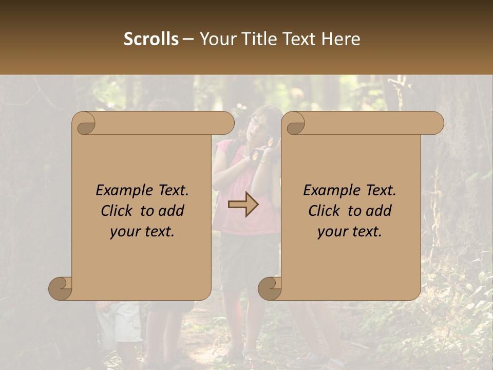 A Group Of Children Standing In The Woods PowerPoint Template