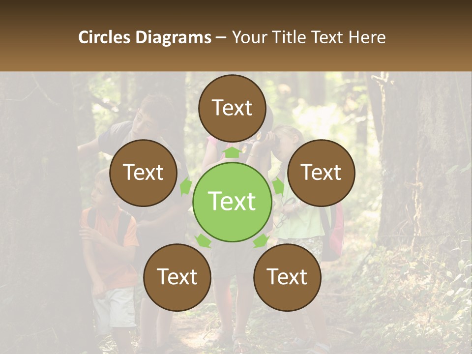 A Group Of Children Standing In The Woods PowerPoint Template