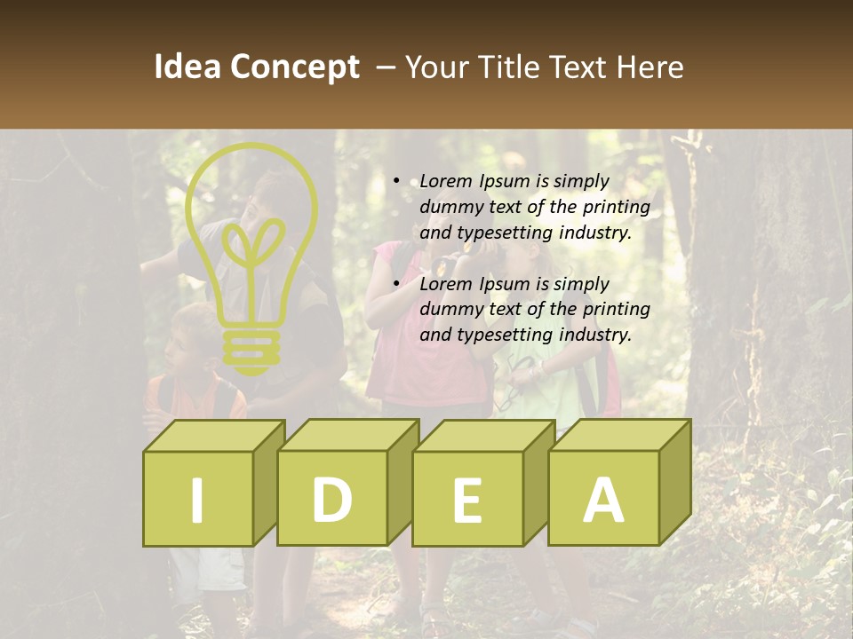 A Group Of Children Standing In The Woods PowerPoint Template