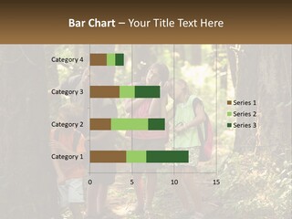 A Group Of Children Standing In The Woods PowerPoint Template