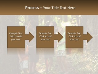 A Group Of Children Standing In The Woods PowerPoint Template