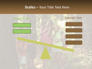 A Group Of Children Standing In The Woods PowerPoint Template