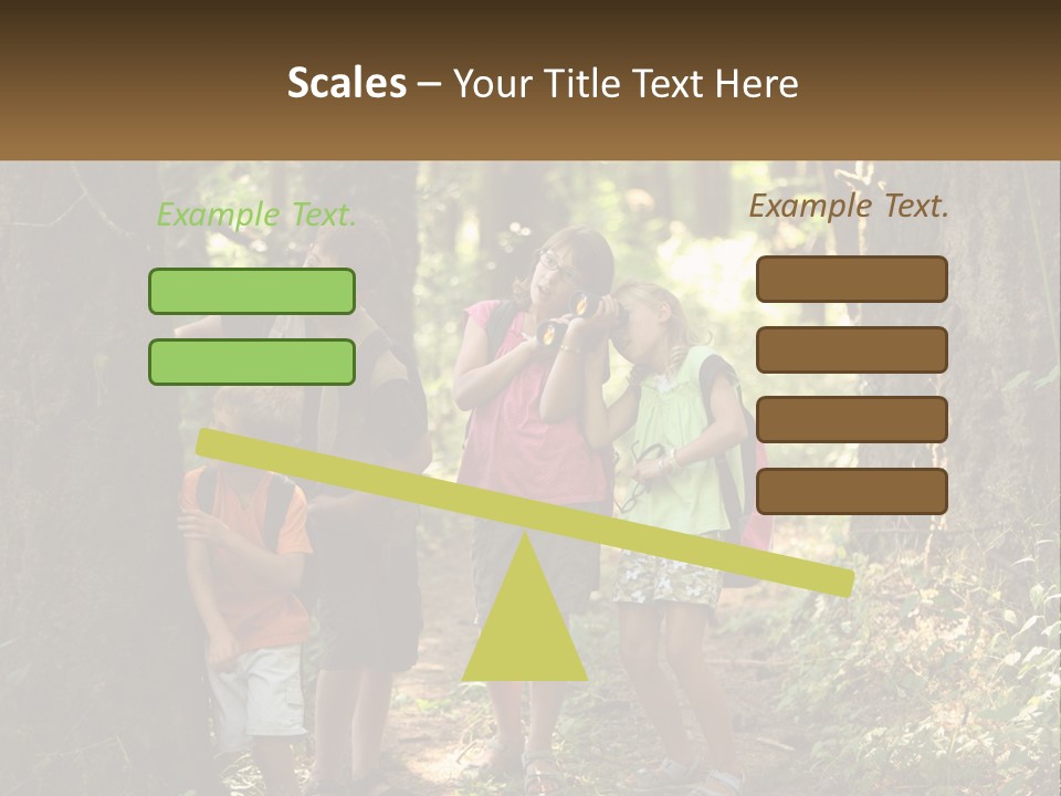 A Group Of Children Standing In The Woods PowerPoint Template