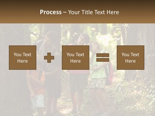 A Group Of Children Standing In The Woods PowerPoint Template