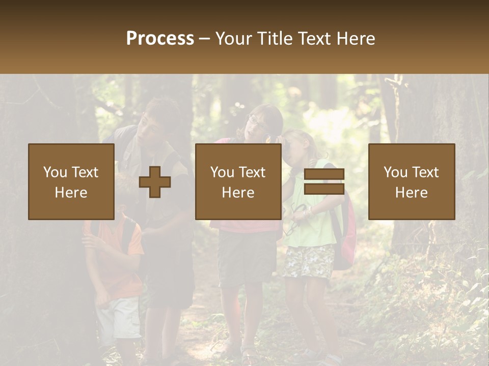 A Group Of Children Standing In The Woods PowerPoint Template