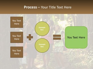 A Group Of Children Standing In The Woods PowerPoint Template
