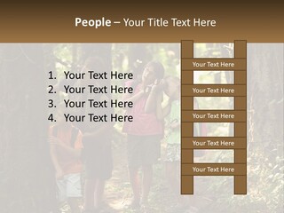 A Group Of Children Standing In The Woods PowerPoint Template