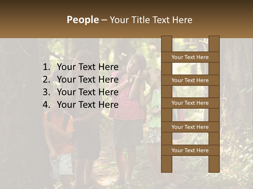 A Group Of Children Standing In The Woods PowerPoint Template