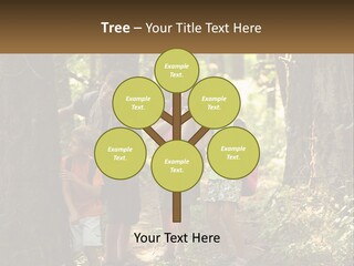 A Group Of Children Standing In The Woods PowerPoint Template