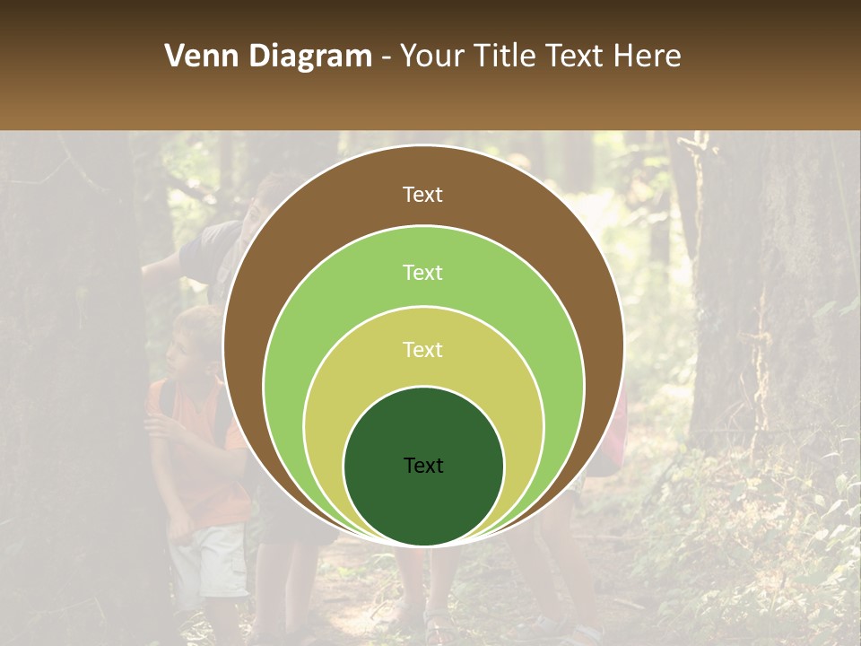 A Group Of Children Standing In The Woods PowerPoint Template