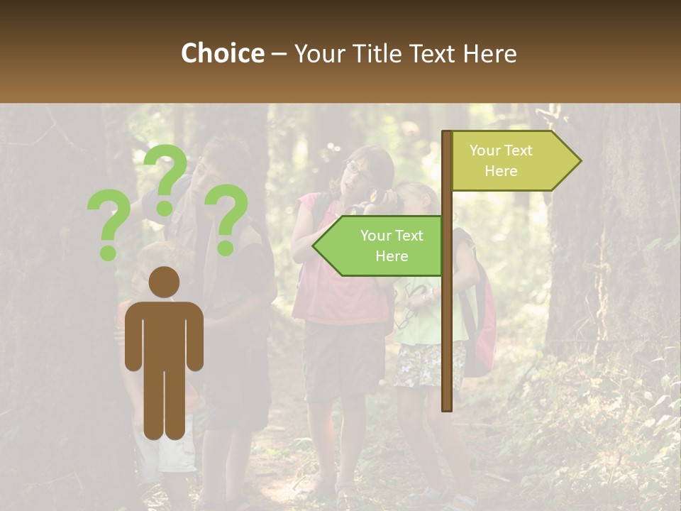 A Group Of Children Standing In The Woods PowerPoint Template