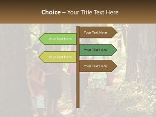 A Group Of Children Standing In The Woods PowerPoint Template