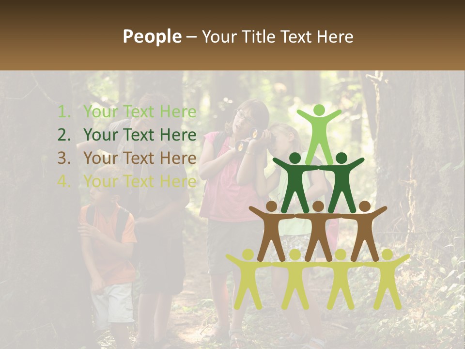 A Group Of Children Standing In The Woods PowerPoint Template