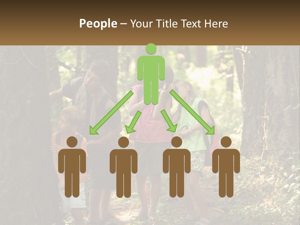 A Group Of Children Standing In The Woods PowerPoint Template