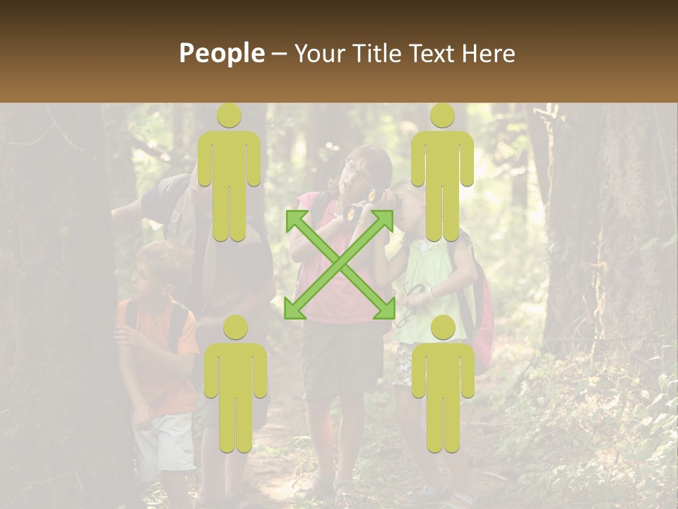 A Group Of Children Standing In The Woods PowerPoint Template
