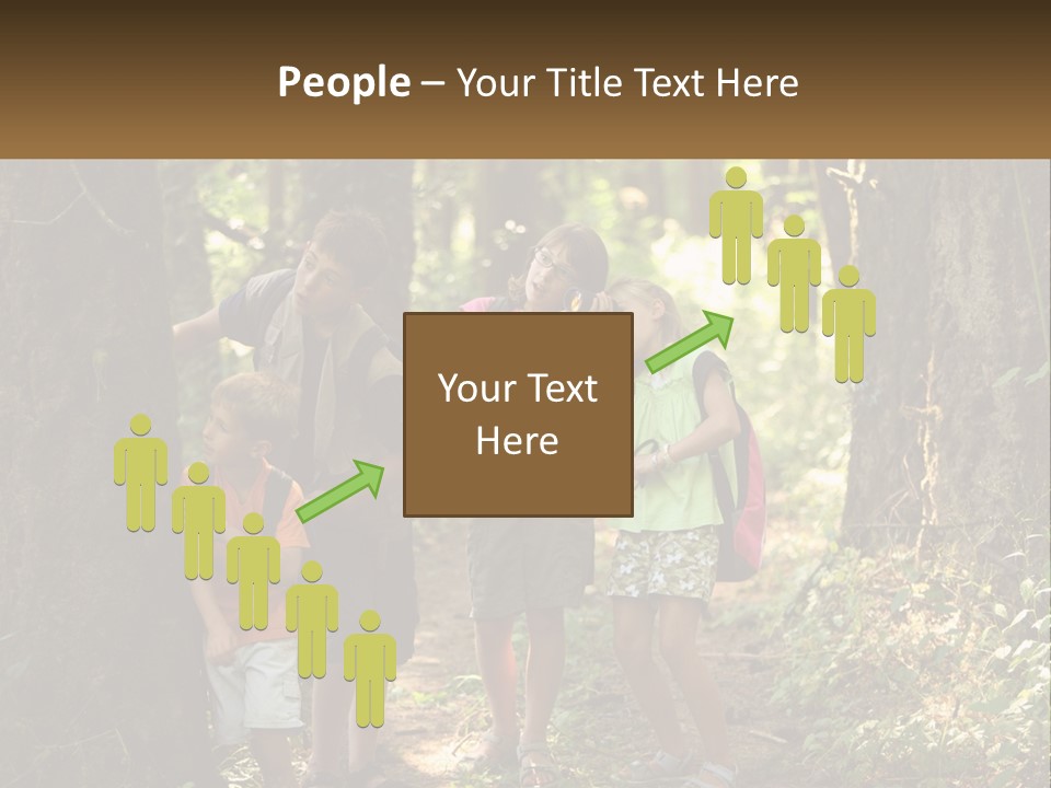 A Group Of Children Standing In The Woods PowerPoint Template