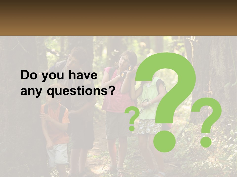 A Group Of Children Standing In The Woods PowerPoint Template