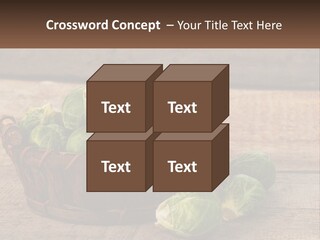 A Basket Of Brussel Sprouts On A Wooden Table PowerPoint Template