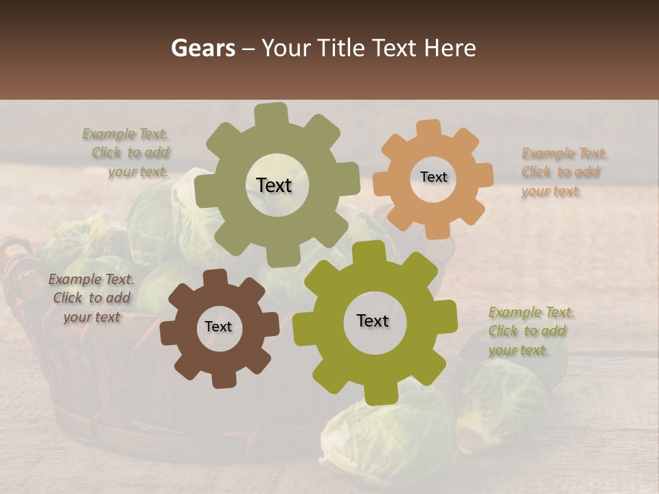 A Basket Of Brussel Sprouts On A Wooden Table PowerPoint Template