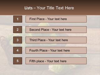 A Basket Of Brussel Sprouts On A Wooden Table PowerPoint Template