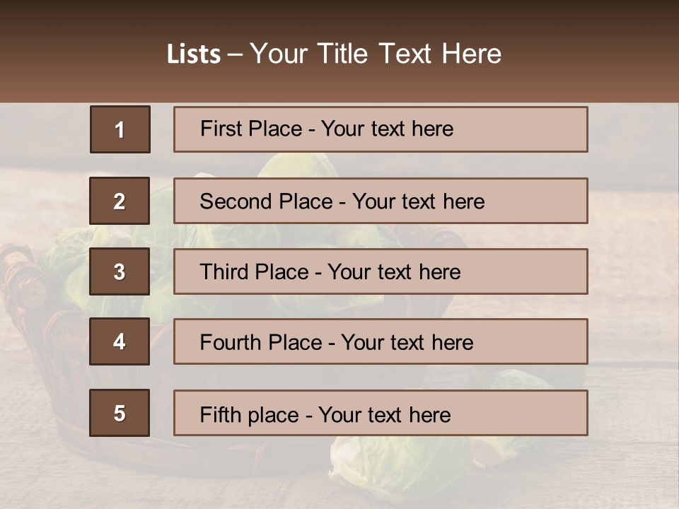 A Basket Of Brussel Sprouts On A Wooden Table PowerPoint Template