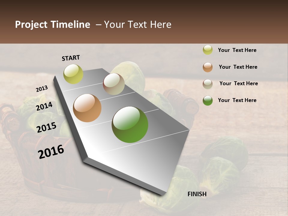 A Basket Of Brussel Sprouts On A Wooden Table PowerPoint Template