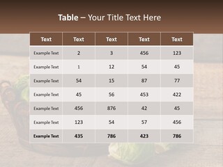 A Basket Of Brussel Sprouts On A Wooden Table PowerPoint Template