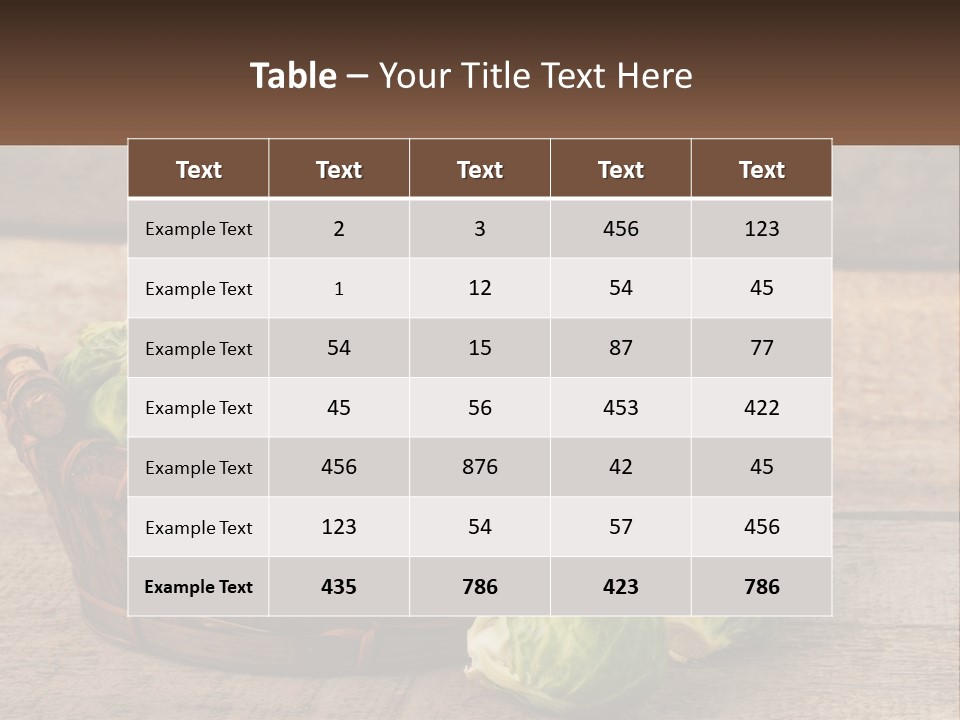 A Basket Of Brussel Sprouts On A Wooden Table PowerPoint Template