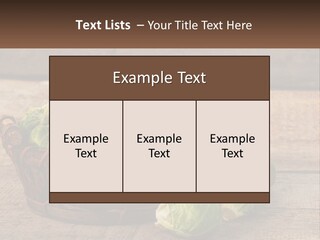 A Basket Of Brussel Sprouts On A Wooden Table PowerPoint Template