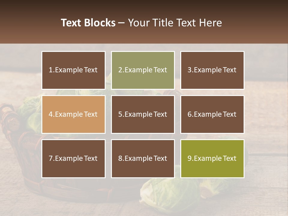 A Basket Of Brussel Sprouts On A Wooden Table PowerPoint Template